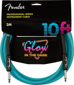 Fender Professional Glow in the Dark Cable, Blue, 10'